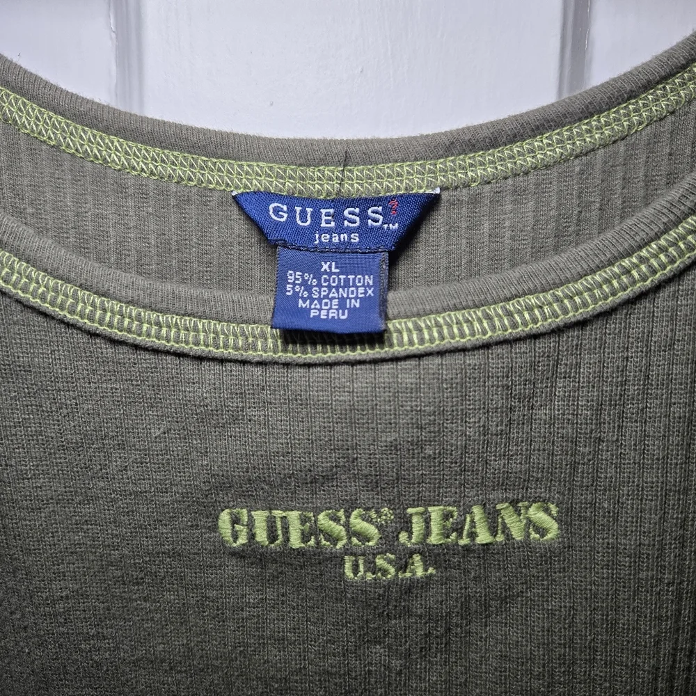 Guess Jeans USA Women's Y2K Vintage Ribbed Tank Dress Size‎ S Green Streetwear - Picture 4 of 13